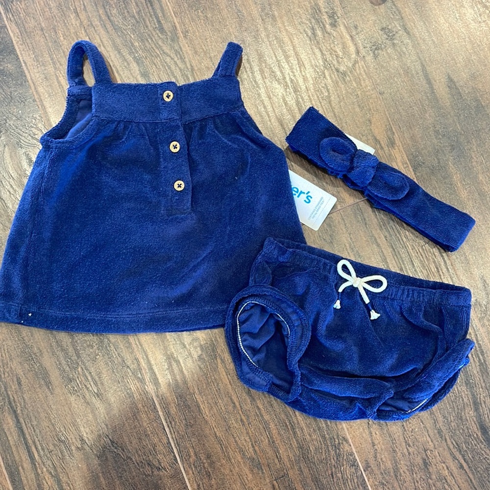 NWT - summer Terry cloth tank with shorts and matching headband.